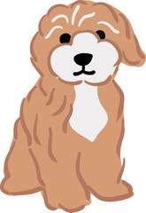 Fototapeta premium Cute Fluffy Doodle Dog Illustration – Hand Drawn Cartoon Style Brown Puppy Clipart