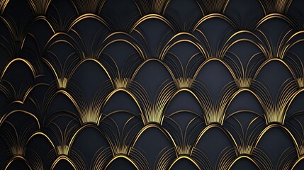 Modern minimalist backdrop with black and gold arches design high resolution picture