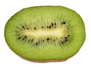 Half ripe kiwi on isolated background