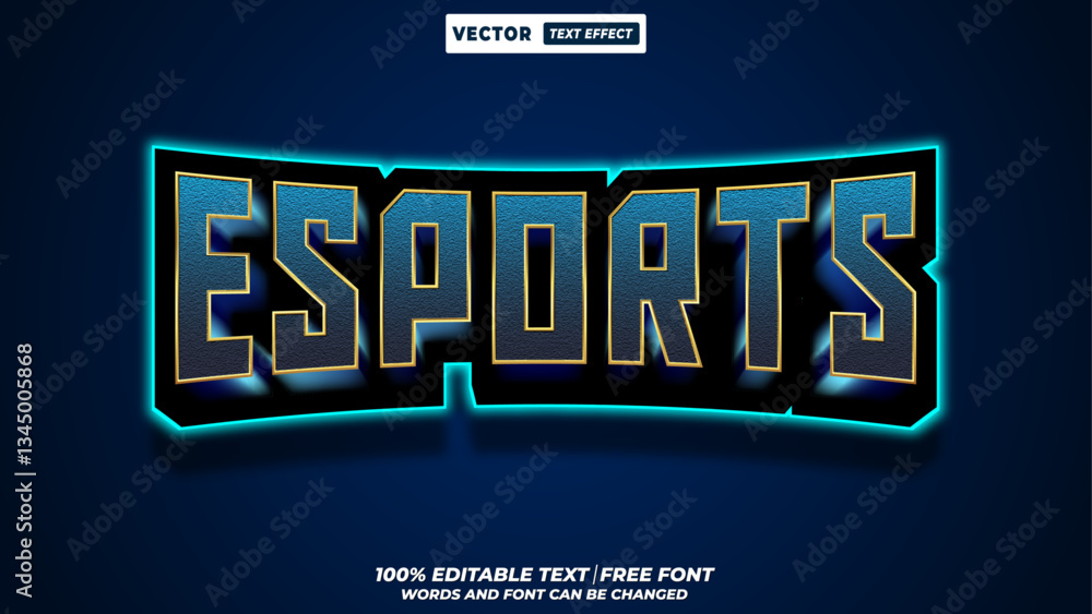 Fototapete esports colorful neon futuristic style 3d editable vector text effect