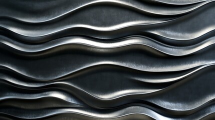 Obraz premium Smooth contours and reflective texture in abstract metallic waves high resolution picture