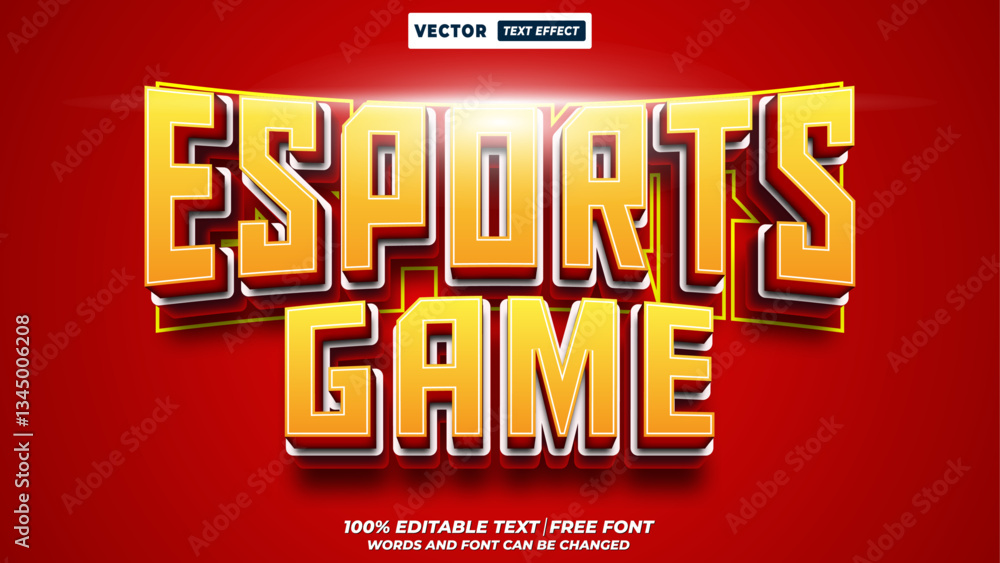 Fototapete esports game headline typography style 3d editable vector text effect