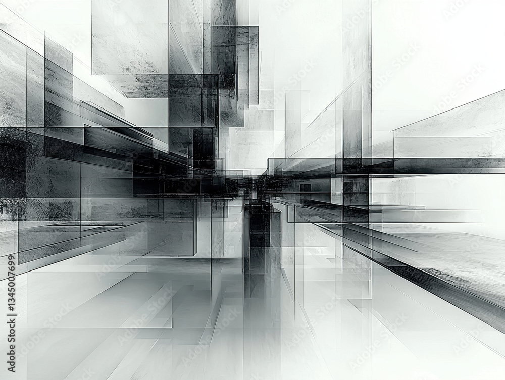 Poster bold intersecting lines create a modern abstract composition with a monochrome palette and silver ac