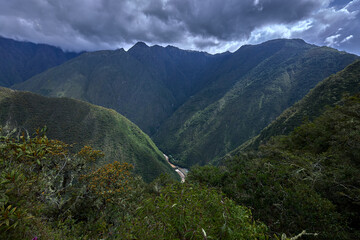 Naklejka premium Chasing ancient footsteps on the legendary Inca Trail. Each step brings us closer to the lost city of Machu Picchu and deeper into the heart of history. Cusco Peru