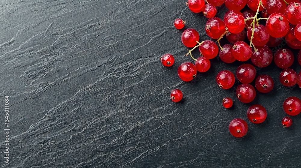 Poster a bountiful display of red cherries atop a dark slate countertop with adjacent red cherry pile