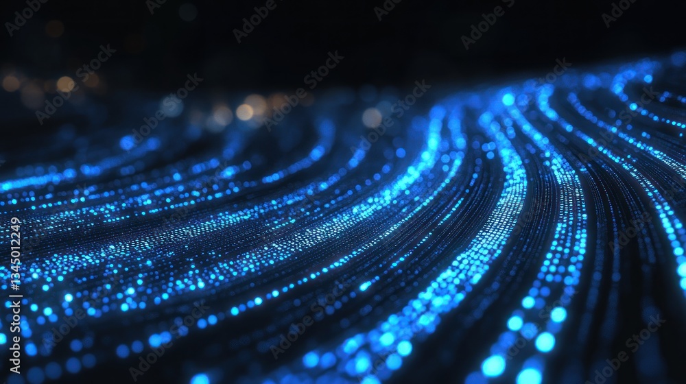 Poster abstract blue light wave patterns creating a serene digital landscape