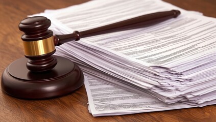 Judge's gavel resting on legal documents