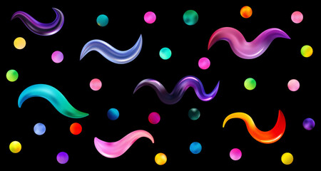 Fashionable, bright, colorful gradient shapes, vector brush strokes, modern brush stroke with liquid paint. Vector illustration