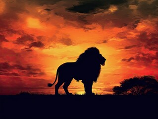 Majestic Lion Silhouette at African Sunset (5)