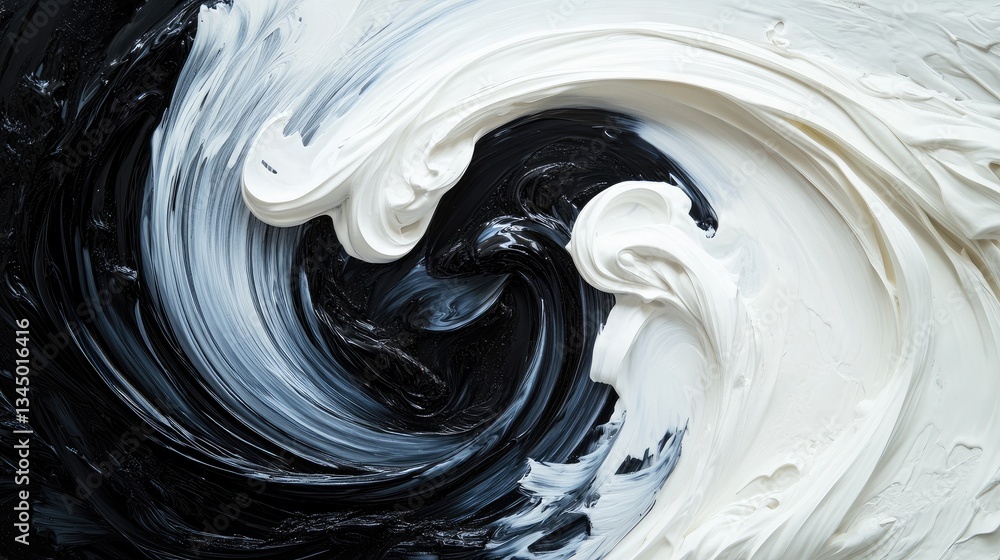 Aufkleber abstract swirl of black and white paint creating a dynamic texture with a sense of movement and ener
