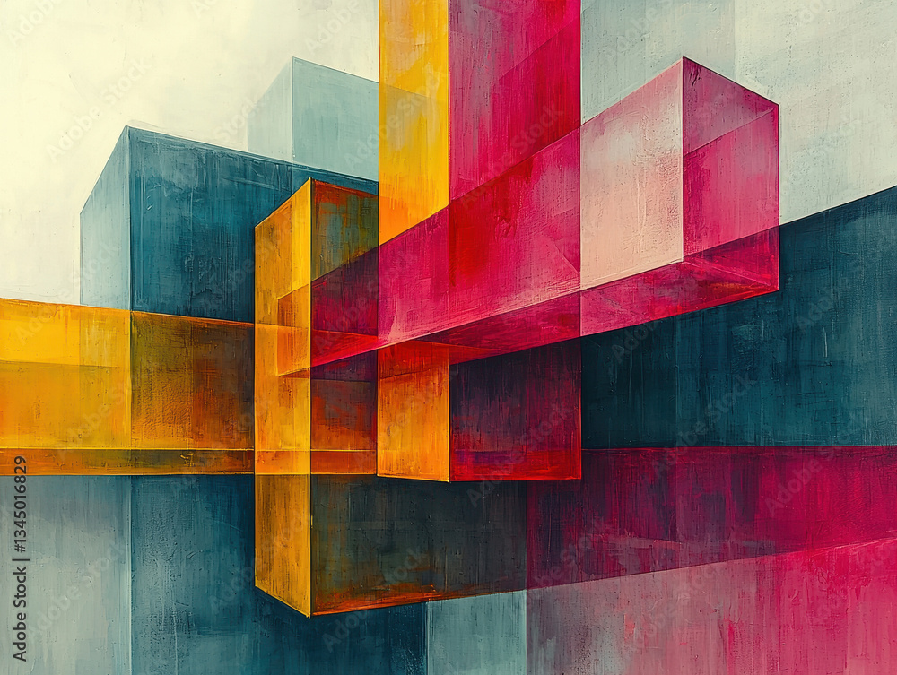 Poster minimalist abstract composition featuring bold geometric shapes and a soft neutral color palette for