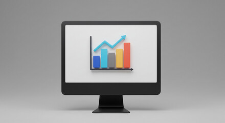 Upward Trend: A Colorful Bar Graph Showing Growth and Success on a Modern Computer Screen