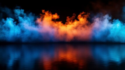 Abstract colorful smoke and light reflection, suitable for product display