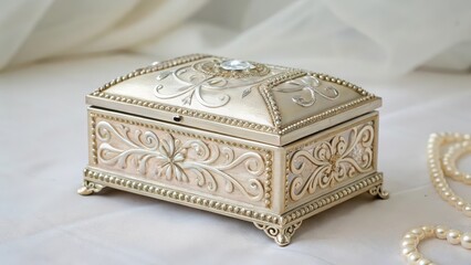 Ornate Jewelry Box on White Background