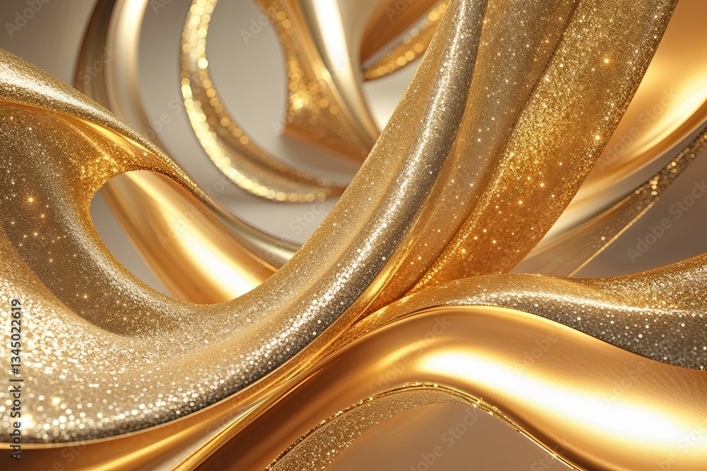 Poster elegant gold abstract background with sparkling light effects and smooth curves
