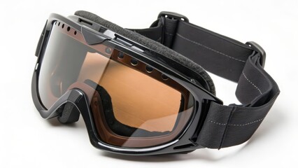Black Ski Goggles on White Background