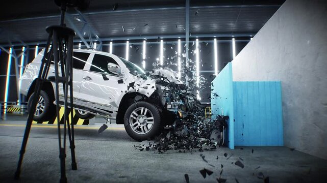 car crash test stop time. safety concept.