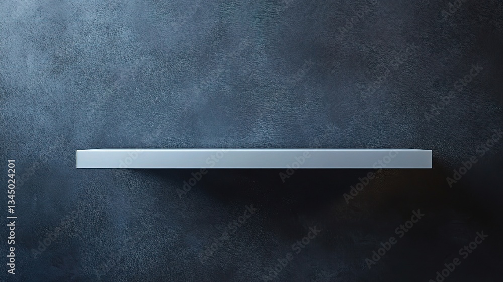 Poster minimalist floating white shelf on dark wall for display or storage