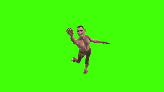 3D giant hands and feet Cartoon character dive, swimming in pool with bottom camera view animation on green screen 4k, cartoon unfeeling monster float loop on chroma key, idea for a story, rhymes