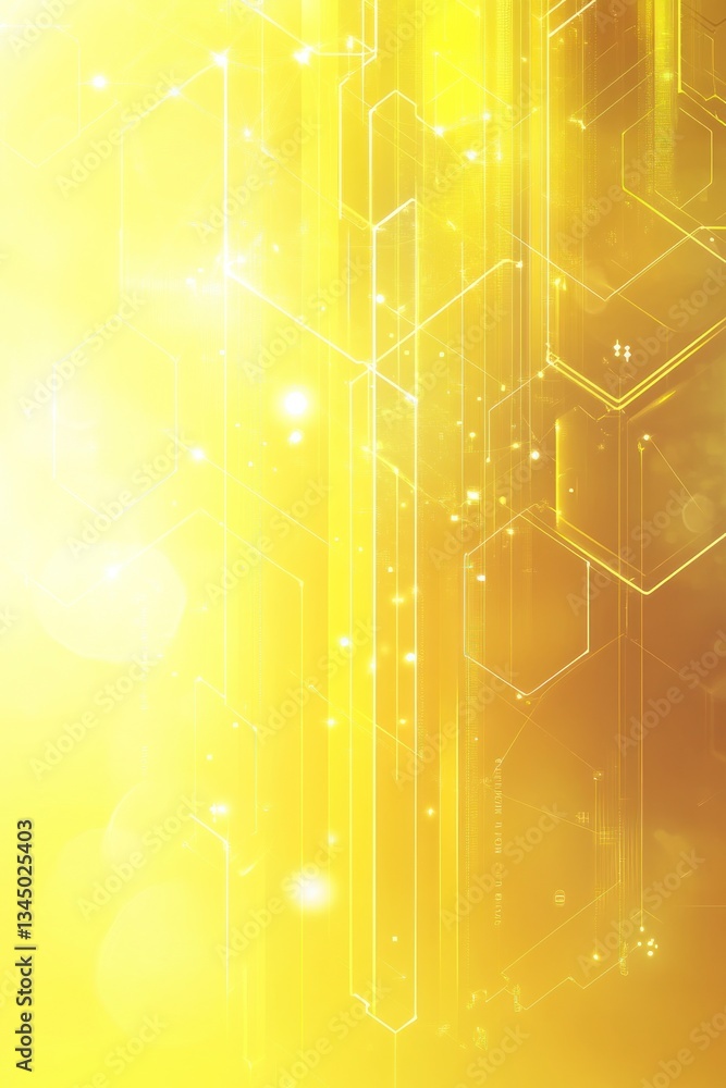 Aufkleber abstract yellow background with geometric patterns and glowing lights