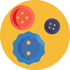 A collection of various buttons, used for sewing and embellishing fabric projects.