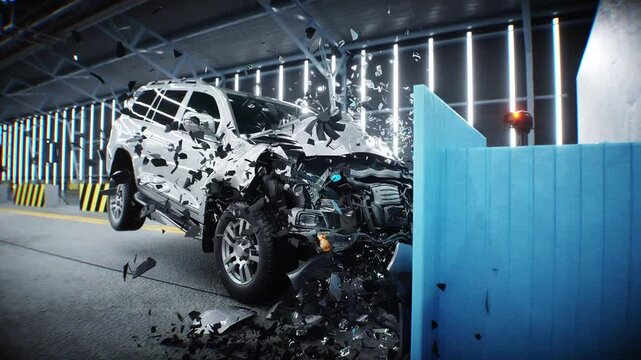 car crash test stop time. safety concept.