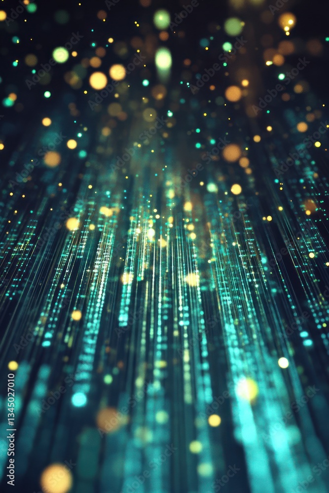 Poster abstract representation of digital data flow with glowing particles