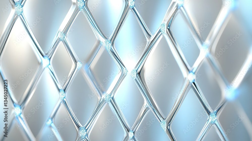 Poster interlocking diamond-shaped grid patterns with fine glowing edges