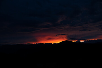 Intense sunset over Colorado Rocky Mountains 