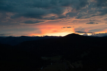 Intense sunset over Colorado Rocky Mountains 