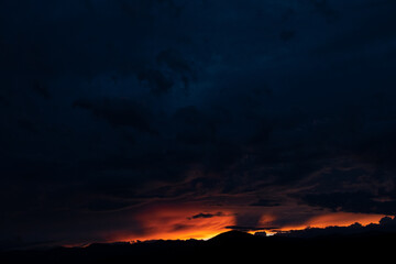 Intense sunset over Colorado Rocky Mountains 