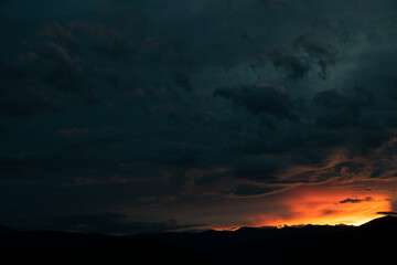 Intense sunset over Colorado Rocky Mountains 