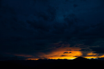 Intense sunset over Colorado Rocky Mountains 