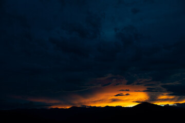 Intense sunset over Colorado Rocky Mountains 
