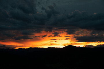 Intense sunset over Colorado Rocky Mountains 