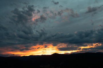 Intense sunset over Colorado Rocky Mountains 