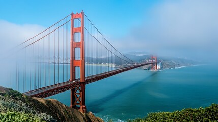 Golden Gate Bridge Enveloped in Mist: A Majestic San Francisco Landmark
