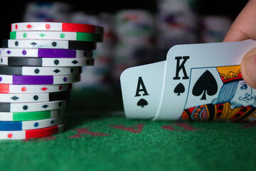 Poker cards with chips