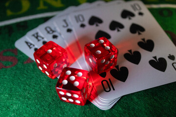 Dice with poker cards