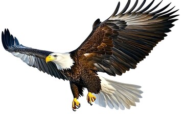 Obraz premium Majestic Bald Eagle in Flight for Isolated.
