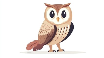 Cute cartoon owl, isolated on white, suitable for children's books or educational materials