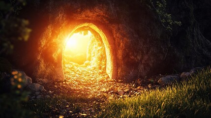 Obraz premium Empty Tomb Concept for Christian Easter Celebration and Reflection