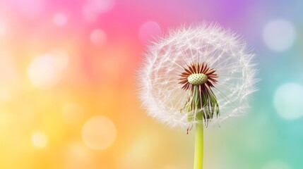 Dandelion seed head, pastel background, spring, nature, card design