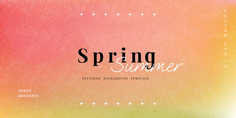 Abstract summer gradient mesh background vector. Wallpaper design with sparkle in grainy and blurry texture. Illustration for banner, backdrop, social media, cover, ads.