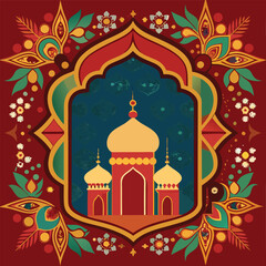 Intricate Mughal Inspired Islamic Motif Frame Design in White