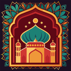 Ornate Mughal-Style Islamic Motif Frame with Intricate Design