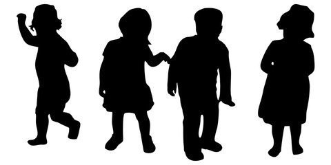 set silhouette illustration with a children