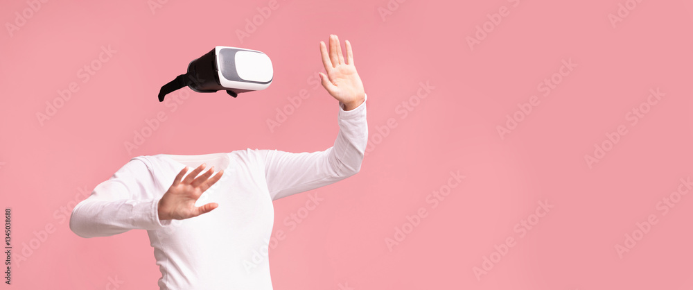 Aufkleber a user engages with a virtual reality headset, fully immersed in a tech-driven experience. the scene