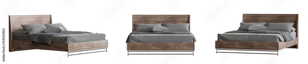 Aufkleber bed set isolated on transparent background. 3d render. 3d illustration.
