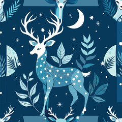 Majestic Deer with Lunar Glow and Foliage Adornment